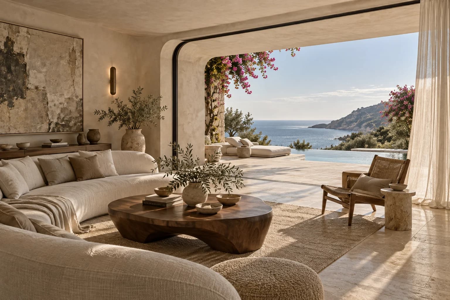 Temporary visual inspiration: a sunlit lounge opening outdoors